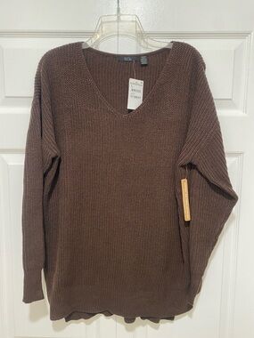 Nordstrom women’s V-Neck Brown Knit Sweater